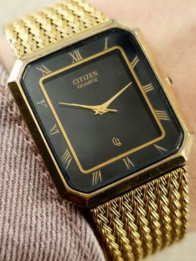 Citizen Unisex Watch Quartz Square Roman Dial JDM Dress 28mm Tank Vintage Gold